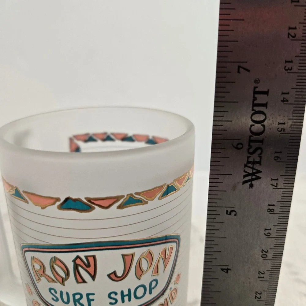 Ron Jon Surf Shop Frosted Glass Beer Mug One of a Kind Cocoa Beach Florida Logo